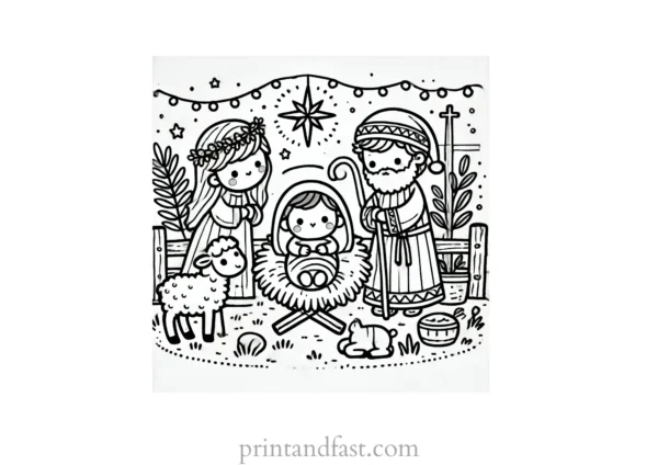 Christmas coloring page nativity