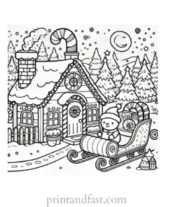 Christmas coloring page north pole workshop