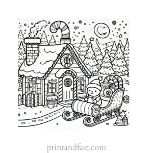 Christmas coloring page north pole workshop