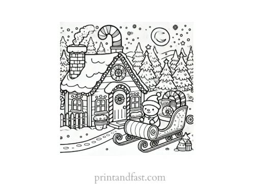 Christmas coloring page north pole workshop