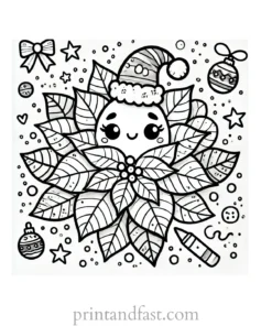 Christmas coloring page poinsettia