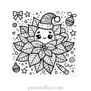 Christmas coloring page poinsettia