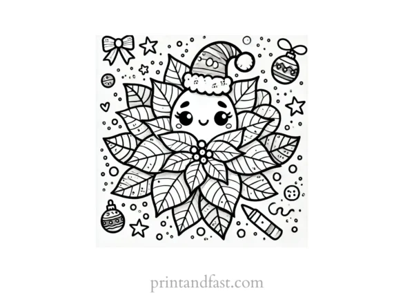 Christmas coloring page poinsettia