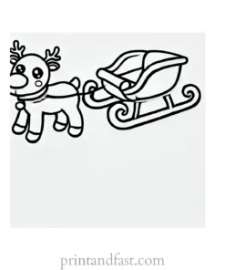 Christmas coloring page reindeer sleigh