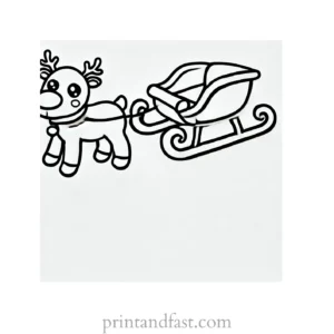 Christmas coloring page reindeer sleigh