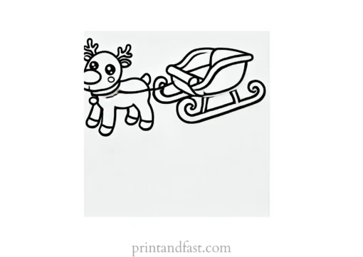 Christmas coloring page reindeer sleigh