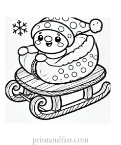 Christmas coloring page sled