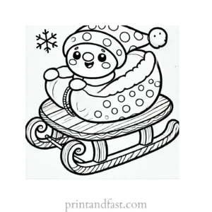 Christmas coloring page sled