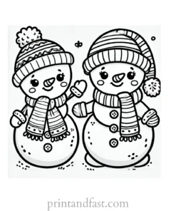 Christmas coloring page snowman