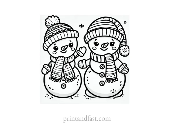 Christmas coloring page snowman