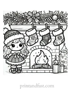 Christmas coloring page stockings