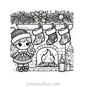 Christmas coloring page stockings