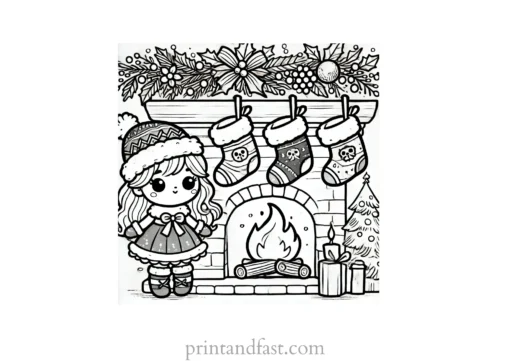 Christmas coloring page stockings