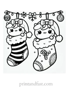 Christmas coloring page stockings hanging