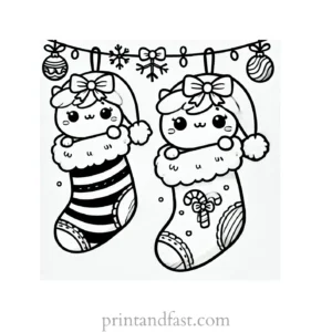 Christmas coloring page stockings hanging