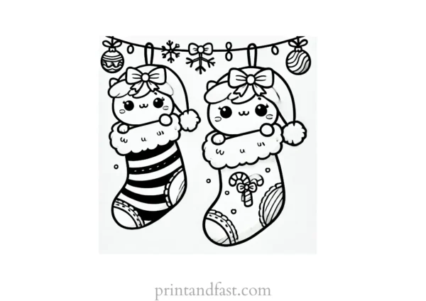 Christmas coloring page stockings hanging