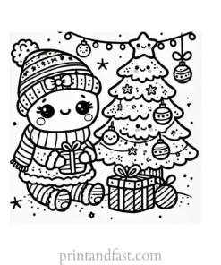 Christmas coloring page tree