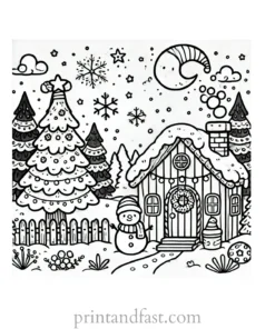 Christmas coloring page winter wonderland