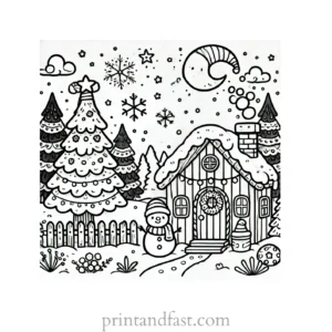 Christmas coloring page winter wonderland