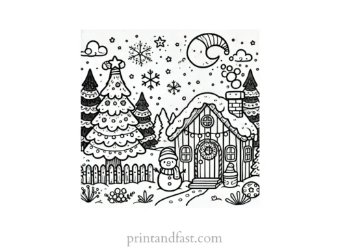 Christmas coloring page winter wonderland