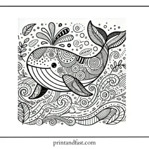 Creative whale coloring page 1