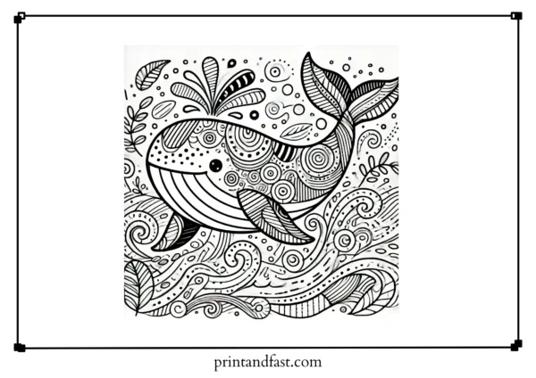 Creative whale coloring page 1