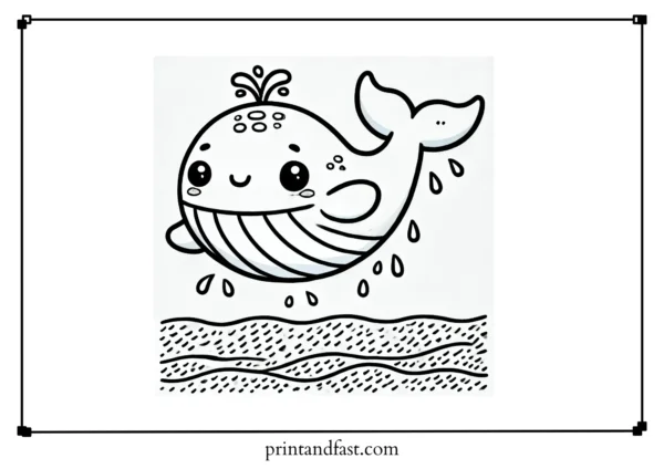 Cute whale coloring page 1