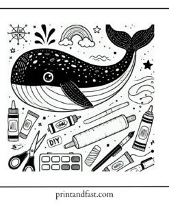 DIY whale coloring page 1