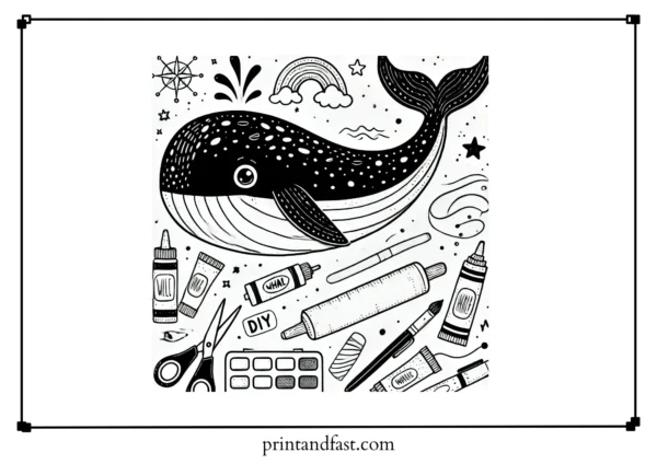 DIY whale coloring page 1