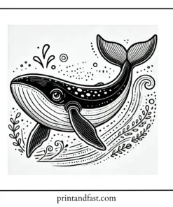 Digital whale coloring page 1