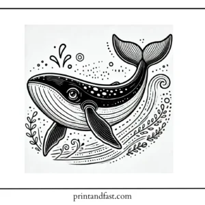 Digital whale coloring page 1