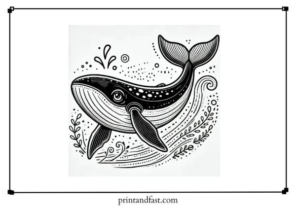 Digital whale coloring page 1