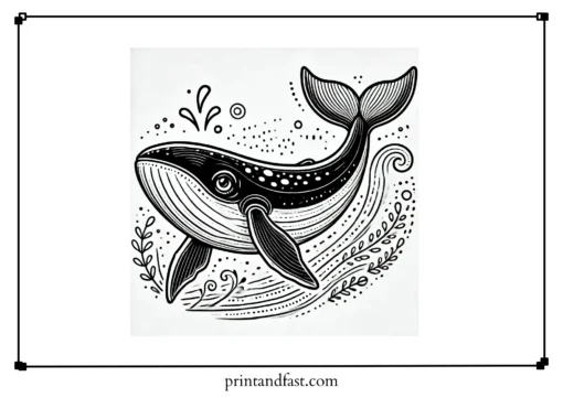 Digital whale coloring page 3