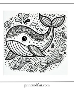 Doodle whale coloring page 1