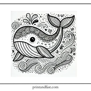 Doodle whale coloring page 1