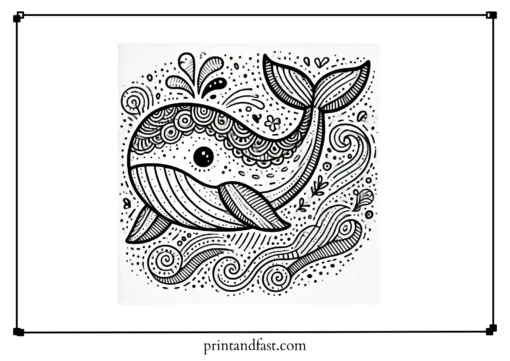 Doodle whale coloring page 1