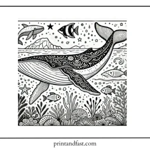 Educational whale coloring page 1