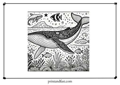 Educational whale coloring page 1