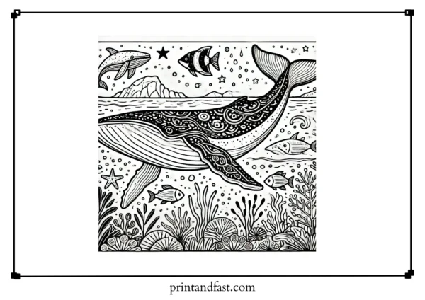 Educational whale coloring page 1