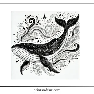 Fantasy whale coloring page 1