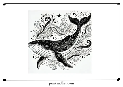 Fantasy whale coloring page 1