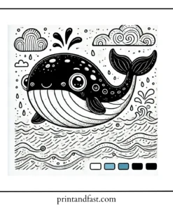 Funny whale coloring page 1