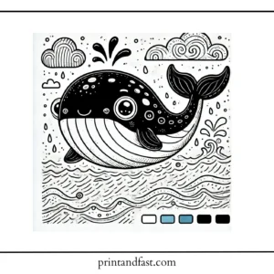 Funny whale coloring page 1