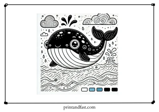 Funny whale coloring page 1