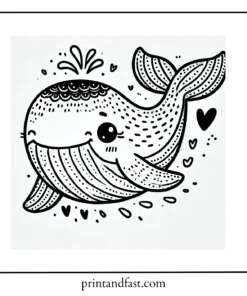 Heartwarming whale coloring page 1