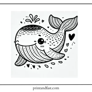 Heartwarming whale coloring page 1