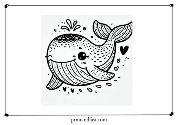 Heartwarming whale coloring page 1