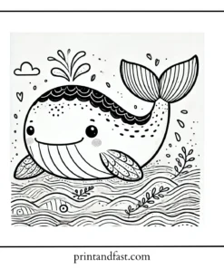 Heartwarming whale coloring page 2