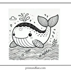 Heartwarming whale coloring page 2