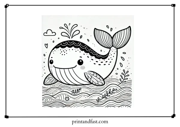 Heartwarming whale coloring page 2